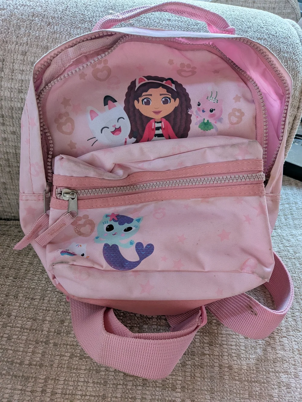 Pink Kids Character Backpack with Mermaid & Cat Friends